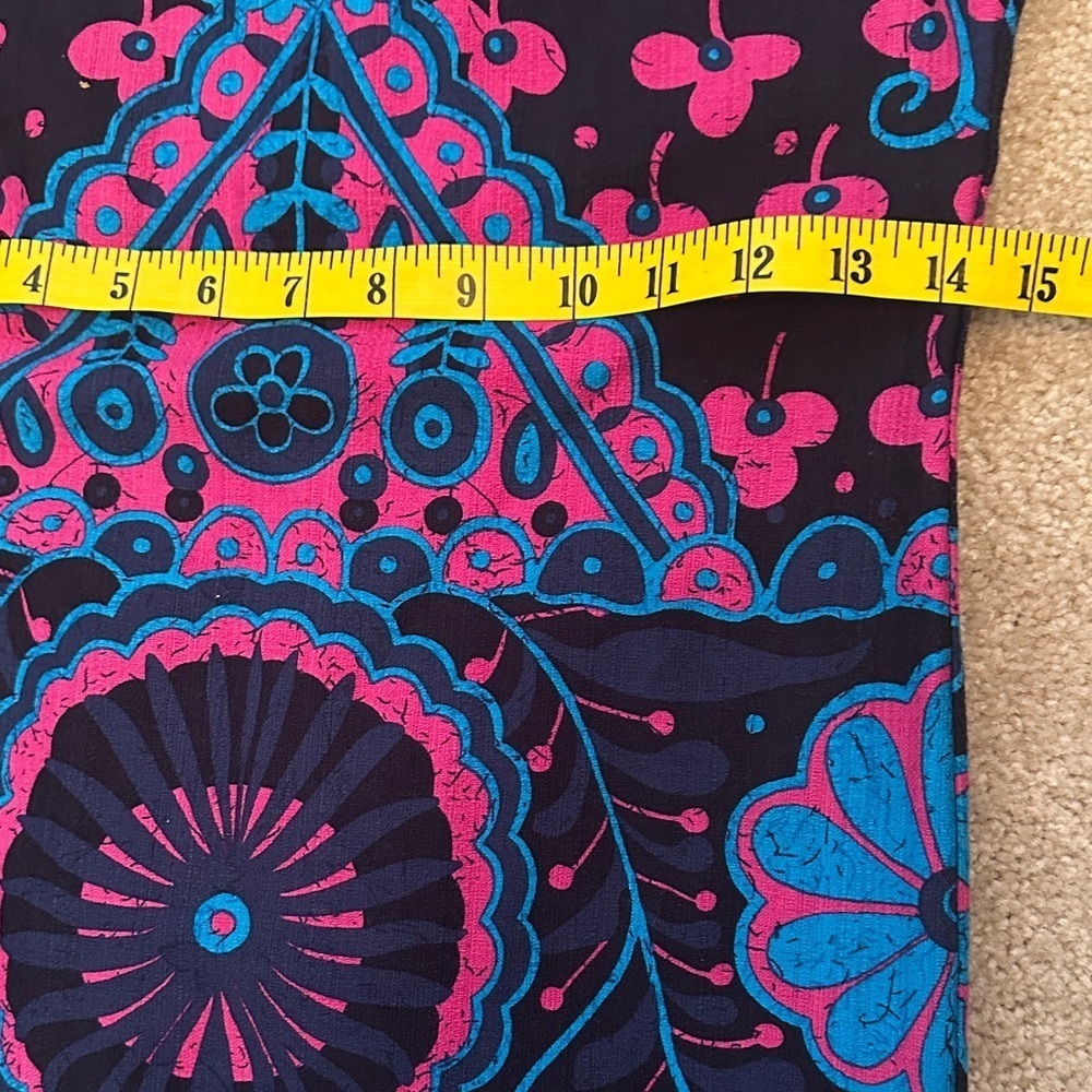 Trina Turk Vibrant Blue Pink Floral Geometric Patter Cotton Shift Dress 0 - Picture 8 of 9